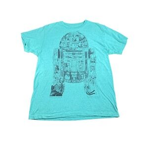 Star Wars Fifth Sun R2-D2 Comic Collage Graphic Tee Mens L Teal T-Shirt